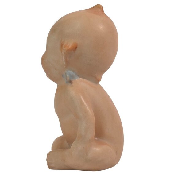 Vintage Kewpie Doll Figurine Bisque Baby Blue Wings Sitting Ceramic Figure 3 in - Picture 6 of 8